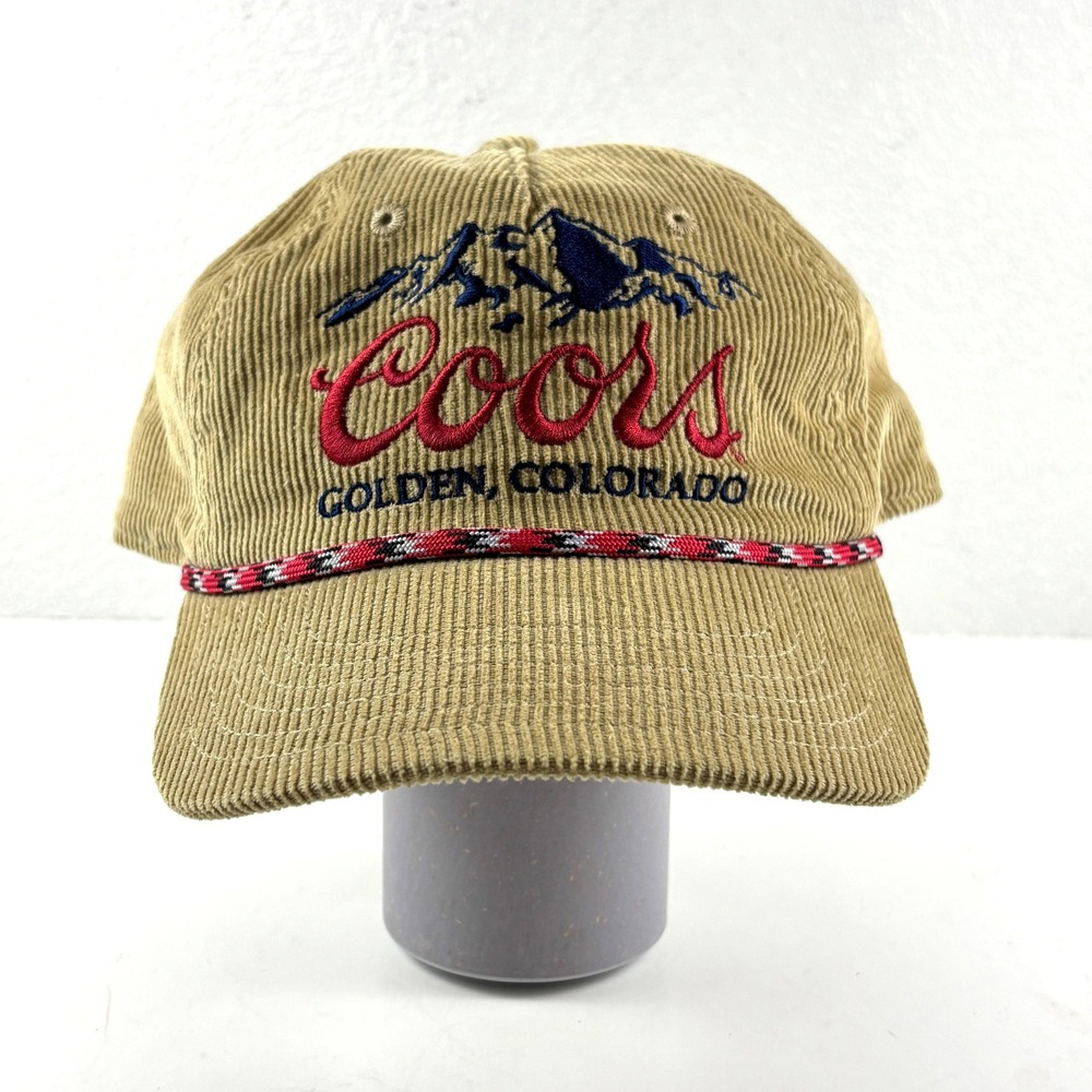 Coors Banquet Hat Mens OSFA Tan Excellent Corduroy Rope Snapback Cap Mad Engine